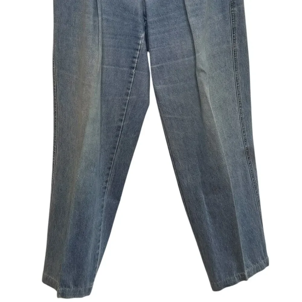 1980's Liz Wear Size 14 Distressed High Rise Mom Light Wash 100% Cotton Jeans